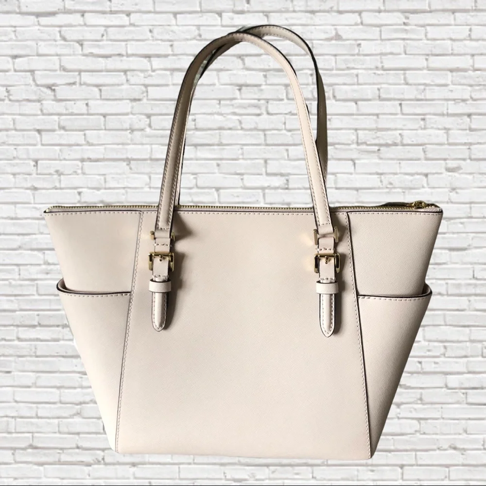 🎉HP🎉MICHAEL KORS • Charlotte Large Leather Tote in Powder Blush • NWT - Picture 3 of 5